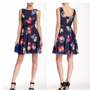 Betsey Johnson Floral Fit And Flare Navy Size 12